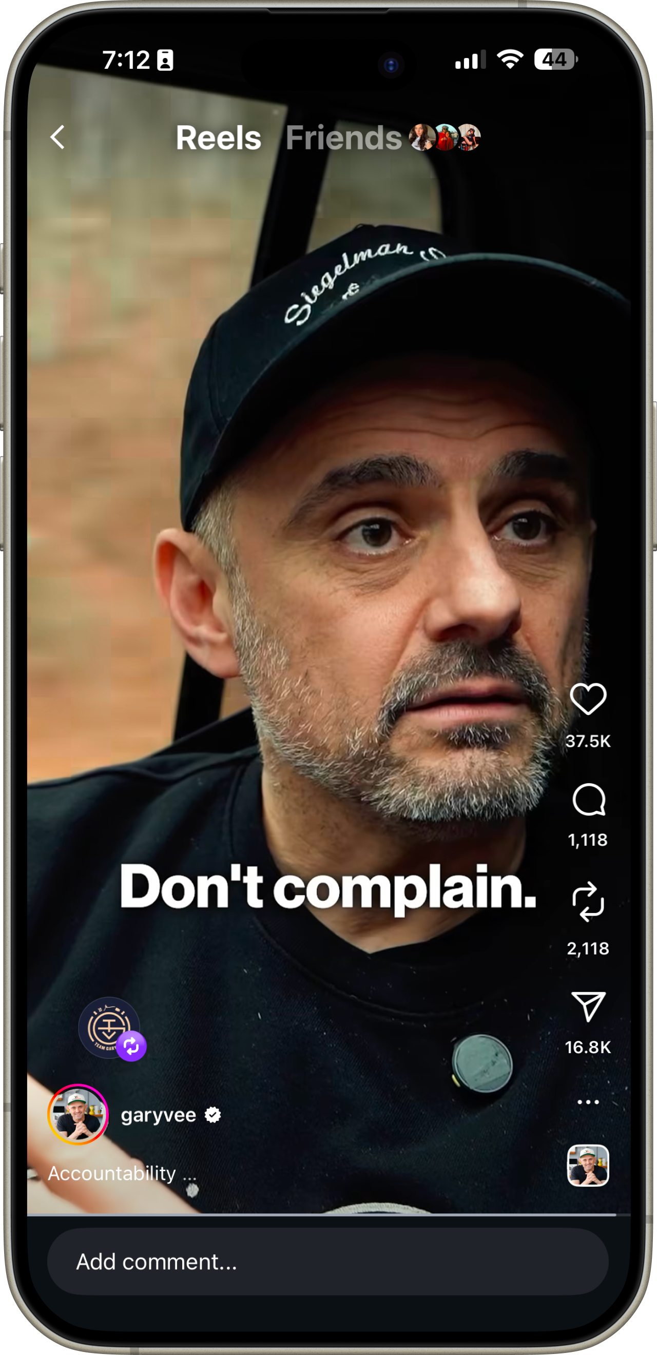 Instagram Reels with share options